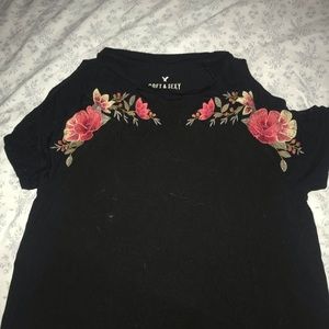 Embroidered cold shoulder tee